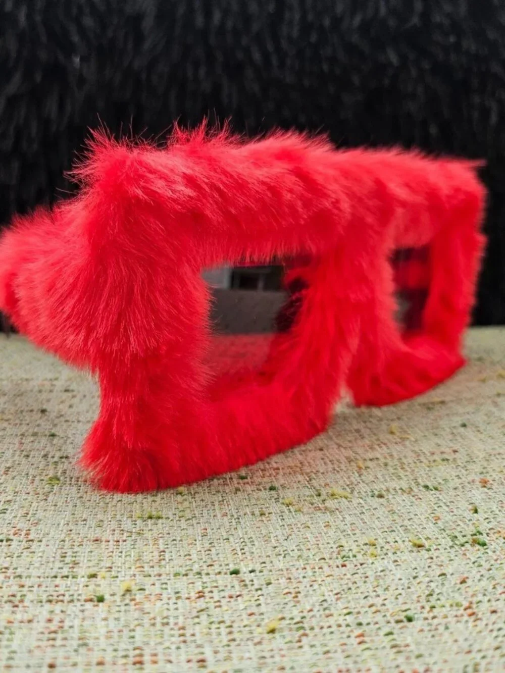 Women Sunglasses Red Big Face Square Plush Eyewear Stylish Unique Sunglasses